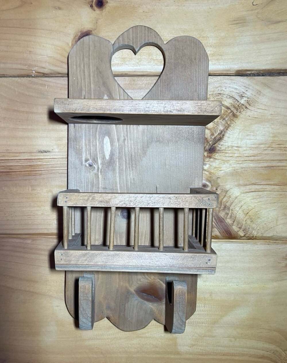 Heart Cut Out Pine Display Shelf READ !! 20” tall a little under 9” wide 5” deep